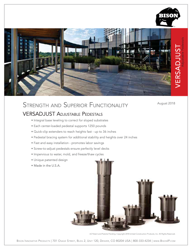 Bison Pedestals Versadjust Cut Sheet-2018-thumbnail