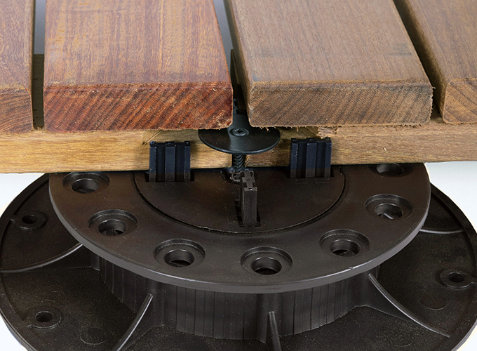 lobo wood tile clip installed on wood roof paver